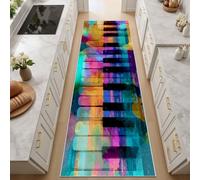 Générique Piano Musical Peint Tapis Salon Lavable en Machine 90x360 cm Tapis antidérapant, Piano Coloré Descente de Lit pour Le Salon, l'entrée, la Chambre et la Cuisine Carpet
