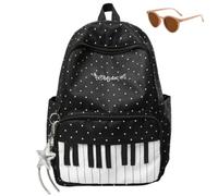 Générique Piano Y2k Music Bookbag with Polka Dots,Women Cute Lightweight High Capacity Backpack,Playful Wide Padded Commute Daypack