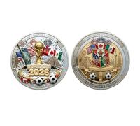 Générique Pièce commémorative de la Coupe du Monde 2026, pièce en métal Double Face à Collectionner - Accessoire de Bureau et Souvenir pour Les Fans et collectionneurs de Football (1Pc)