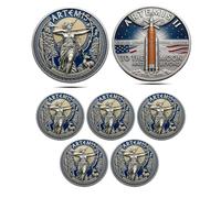 Générique Pièce commémorative de la Mission Lunaire Artemis II, pièce commémorative de la Artemis, pièces de Collection en Relief 3D sur Le thème de l'exploration Spatiale (5Pcs 02#)