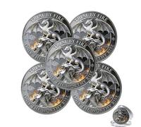Générique Pièce commémorative « Trial by Fire - Ascension du Dragon », pièce de défi avec Bouclier et épée de Dragon fantastiques, Objet de Collection en métal Double Face (5PCS)