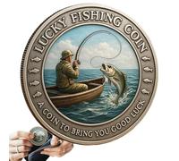 Générique Pièce De Bonne Fortune - Souvenir en Métal pour Pêcheur - Pièce de Collection,pour Le Pêcheur Le Papa Le Mari La Chance Les Activités De Plein Air Le Camping Et La Navigation