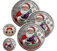 Générique Pièce de défi « Père Noël Coquin », pièce commémorative de Noël Humoristique pour Adultes, décoration et Blague Originales sur Le thème du Père Noël, « Si Vous n'avez Pas de cheminée (3PC)