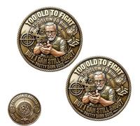 Générique Pièce de défi « Trop Vieux pour Combattre, mais Je Tire Encore » - Pièce commémorative Double Face pour Clubs de tir - Jeton de vétéran tireur d'élite : la précision n'a Pas d'âge (2pcs)