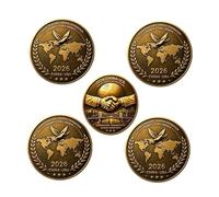 Générique Pièce de Monnaie du défi Mondial 2026 Poignée de Main Qui a secoué Le Monde, pièce commémorative Double Face en édition limitée, Cadeau pour Les collectionneurs (D#)