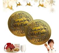 Générique Pièce d'or du Père Noël « Merci pour Le Lait et Les Biscuits », pièce Souvenir pour Enfants, Souvenir en Alliage d'or pour Les Chaussettes de Noël, Cadeau de bénédiction familiale (2pc)