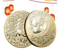Générique Pièce Dragon,Pièces commémoratives Double Face des Douze Dragons du Zodiaque | Pièce d'or en Argent de l'année du Dragon, pièce de Collection d'insignes commémoratifs pour la