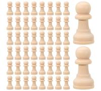Générique Pièces D'échecs en Bois Naturel 50 Pcs Non Peintes, Jeu de Plateau Éducatif pour Garçon et Filles, Matériel Artisanal à Décorer, Remplacement pour Échiquier, Ludique et Compact