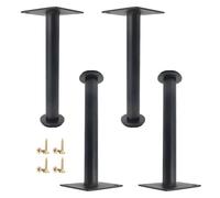Générique Pieds De Commode en Acier Inoxydable | Pied Rechange pour Meubles en Métal, avec Coupelles Réglables, Installation Rapide Capacité Charge 200 Kg(Noir,25cm)