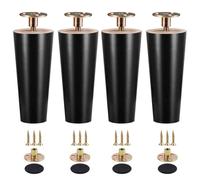 Générique Pieds de Meuble Bois de Rechange 5cm - 20cm, Pied de Lit Canapé, avec Plaque de Montage Vis et Tapis Antidérapant Pied pour Meuble, Pied de Sommier Table, Meuble TV Bois(Black,2.4''/6cm)