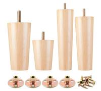 Générique Pieds De Meubles Coniques en Bois Massif avec Vis Et Embouts Antidérapants en Caoutchouc Les Pieds D'Armoire, pour Canapé, Commode, Pouf, Convient(20(4pcs))