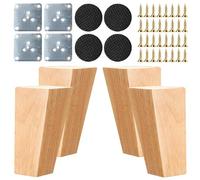 Générique Pieds De Meubles en Bois Massif (Lot De 4) pour Canapé Chaise Pieds De Remplacement Table, avec Patins Antidérapants, Vis Et Plaque Fixation(Wood,8cm)