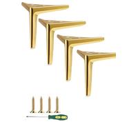 Générique Pieds de Meubles en métal 4 pièces, Pieds de Meubles triangulaires Robustes, Pieds de Commode de Remplacement for lit, Table, Armoire, Chaise de canapé(Titanium Gold,Height 9.9")