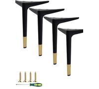 Générique Pieds de Meubles en métal 4 pièces, Pieds de Meubles triangulaires Robustes, Pieds de Commode de Remplacement for lit, Table, Armoire, Chaise de canapé(Black-Gold,Height 4.7")