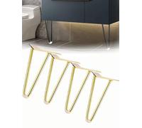 Générique Pieds de Meubles en métal, Ensemble de 4, Pieds de Table en Fer Robustes for Table Basse, Meuble TV, Table de Chevet et Armoire, Pieds de quincaillerie de Meubles(Gold,Height 7.9 inch)