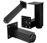 Générique Pieds de Meubles Lot de 4 Pieds de Table Basse Carrés Réglables en Alliage Aluminium Noir, Hauteur 3-40 cm, Pieds de Table Et de Canapé - 30 cm/11,8"