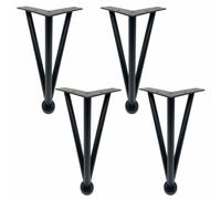 Générique Pieds De Meubles Robustes en Forme D'épingle À Cheveux - Pied Réglables pour Table Basse - Structure Triangulaire - Acier Inoxydable - Pieds pour Canapé Et Armoire(Noir,30cm/11.8in)