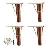 Générique Pieds De Rechange Fuselés en Bois pour Table, Pouf Ou Meuble De Rangement - Style Mid-Century - Pieds D'armoire avec Platine Triangulaire Et Visserie De Montage Incluse(Walnut,13cm/5.1in)