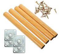 Générique Pieds de Table en Bois et Acier Inoxydable, Ensemble 4 Pièces, Haute Durabilité et Facile à Démonter, Supports Élégants pour Commode et Chaise