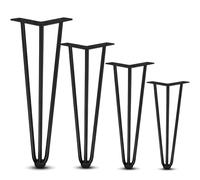 Générique Pieds De Table en Épingle À Cheveux À 3 Tiges, Capacité De Charge De 400 Kg, Pieds De Bureau pour Banc Ou Bureau, avec Vis Et Trous Pré-percés(Noir,10cm/3.9in)