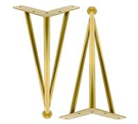 Générique Pieds de Table en Épingle À Cheveux pour Meubles - Lot de 2 Pied Bureau en Métal, Capacité Charge de 500 Kg, Pieds Banc Support - Différentes Tailles(Gold,30cm)