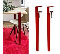 Générique Pieds de Table réglables en Forme de F à Clipser pour Table de Travail, Table Basse, Table de Bar, 71 cm (2 pièces Rouges), Conception sans Perforation, Pieds de Bar pour Petit-déj