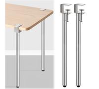 Générique Pieds De Table Ronds en Acier Inoxydable Argenté, Lot De 2 Salle De Bain Pied, avec Coupelles Réglables, pour Table De Chevet, Table Basse Ou Bureau(25cm)
