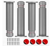 Générique Pieds Meubles De Cuisine, Ensemble De 4 Pieds Ronds en Métal Rechange pour Canapé, Commode, Chaises, Bureau, Table Et Armoires, avec Base Réglables(Gray,18-22cm)