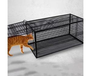 Générique Piège à Chat Réutilisable - Trappe pour Chats Errants, Cage en Fil de, Facile à Nettoyer, Non Toxique, Piège Vivant sans CruautéBlack,M