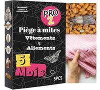 Générique Pièges à Mites Double Action : Alimentaires et vêtements - 5 Mois x Anti Mites - Piege Mites Efficace pour détecter Les infestations de Mites Alimentaires et Textile (vêtements)