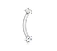 Générique Piercing arcade boule strass blanc double courbée banane sourcil oeil de chat rook lobe oreille bague anneau boucle embout vissable inoxy