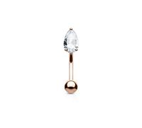 Générique Piercing arcade sourcil metal acier 1.2x8mm strass blanc larme oeil de chat goutte d eau inoxy couleur doré rosé cuivré