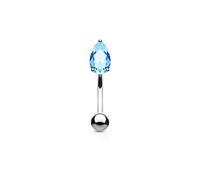 Générique Piercing d arcade sourcil banane metal acier 1.2x8mm strass bleu aqua oeil de chat goutte d eau broche inoxy