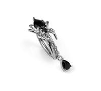 Générique Piercing nombril anneau araignée chaine pendent strass noir bijou ventre navel spider gothique halloween