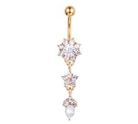 Générique Piercing Nombril ongle du Corps Bijoux Pendentif Fleur Cristal Ventre Boutons Anneaux Couleur Or très Pratique et Populaire