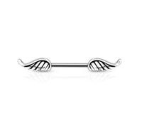 Générique Piercing Téton sein poitrine bijou barre droite aile ange angel piercing intime anneau bague boucle tige inoxy acier boule couleur argenté