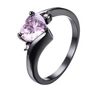 Générique Piercing Trucs Bijoux Colorée Zircon cœur bijoux cœurs amour femmes anneaux en d'amour Anneau Majuscules Bagues (Pink, 8)
