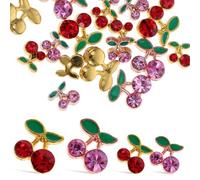Générique Pierres pour Ongles Cerises 32 Pièces Breloques Métalliques 3D en Alliage Doré et Rose Doré Décorations Nail Art DIY pour Femmes Bijoux Manucure Éclatants et Faciles à