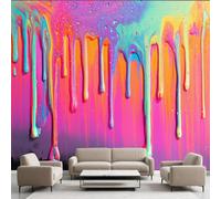 Générique Pigment Graffiti Art Abstrait Papier Peint Adhesif Coloré Pigment Texture Mural Vinyle Poster Wallpaper Pour Meuble Chambre Salon Décoration Murale366x254 cm