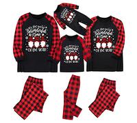 Générique Pijamas de Noël en Famille, Pyjamas Festifs avec Design de Lutins de Noël et Phrase Joyeuse, Tissu Confortable et Tartan Rouge - Noir, Parfaits pour Toute la Famille Lors des Photos Femme