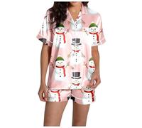Générique Pijamas Femme Coton Hiver Christmas Pyjama Polaire Noël Homme Satin Pantalon Velours Pyjamas Long De pour Ensemble d'hiver 2 Pièces À Manches Longues Noel Pijama Nol Famille Rose #1 M