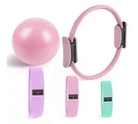 Générique Pilates Equipment, Pilates Ring and Ball Set: Yoga Ring, Ball, 3pcs Booty Bands, for Full-Body Toning Stretching & Strength Training (Pink)