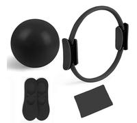 Générique Pilates Essential Kit, Pilates Kit, Magic Circle Pilates Ring, with Soft Pilates Ball, Long Resistance Bands and Pilates Grip Socks, for Home Workouts (Black)
