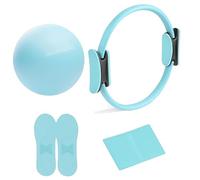 Générique Pilates Essential Kit, Pilates Kit, Magic Circle Pilates Ring, with Soft Pilates Ball, Long Resistance Bands and Pilates Grip Socks, for Home Workouts (Blue)