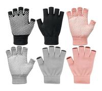 Générique Pilates Grip Gloves - Workout Training Mittens | 3 Pairs Half Finger Exercise Gloves with Non Slip Palm Pads, Breathable Fabric Mitts with Flexible Fit, Fitness Studio Hand Support Gear