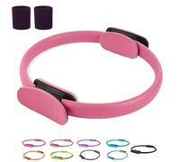 Générique Pilates Ring Fitness Trainer, Pilates Ring Magic with Double Padded Handles, Pilates Ring Fitness Circle 14.96" Yoga Rings Magic Circle, for Toning Arms, Legs Men and Women (Pink)