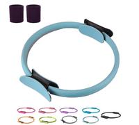 Générique Pilates Ring Fitness Trainer, Pilates Ring Magic with Double Padded Handles, Pilates Ring Fitness Circle 14.96" Yoga Rings Magic Circle, for Toning Arms, Legs Men and Women (Light Blue)