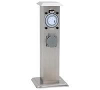 Générique Pilier de Prise de Jardin avec minuterie Acier Inoxydable,Quincaillerie,Accessoires électriques,Prises de Courant,Argent,1.57KG,41237