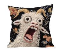 Générique Pillow Covers - Screaming Goat Soft Protector Decorations, 17.72x17.72 inches Funny Animal Pillowcase, Novelty Goat Meme Cushion Shell, Quirky Sofa Accent, White Plush Farm Animal Print
