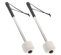 Générique Pilon de Grosse Caisse Tête en Feutre de Laine et Manche en Acier Inoxydable, Lot de 2 Maillets pour Percussion pour Musiciens de Batterie